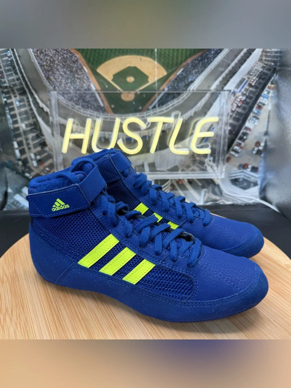 Adidas HVC Wrestling Boxing shoe Royal Blue/Solar Yellow youth Size 3.5